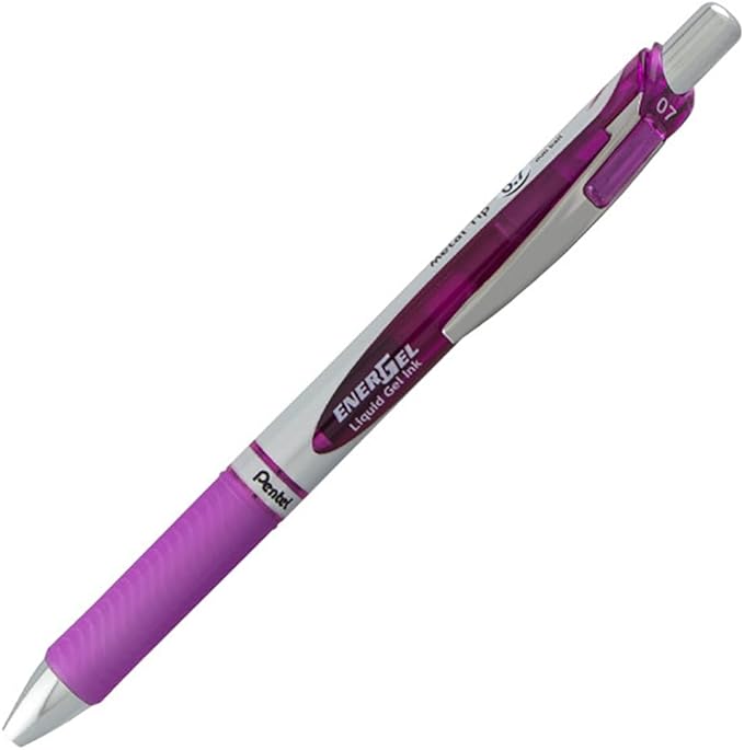 Pentel EnerGel RTX Retractable Liquid Gel Pen, (0.7mm) Metal Tip, Medium Line, Violet Ink 2 Pack