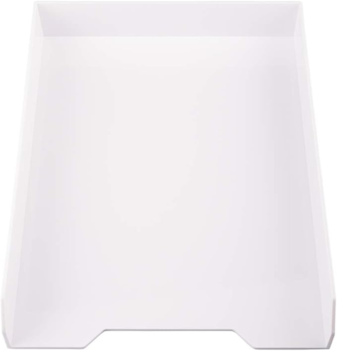 JAM PAPER Stackable Paper Trays - White - Desktop Document, Letter, & File Organizer Tray - 2/Pack