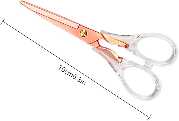 Gold Scissors, Stainless Steel Blade with Acrylic Handle, All Purpose Scissor for Office, School, Home, Fabric Shears, Tijeras (6.3" Rosegold)