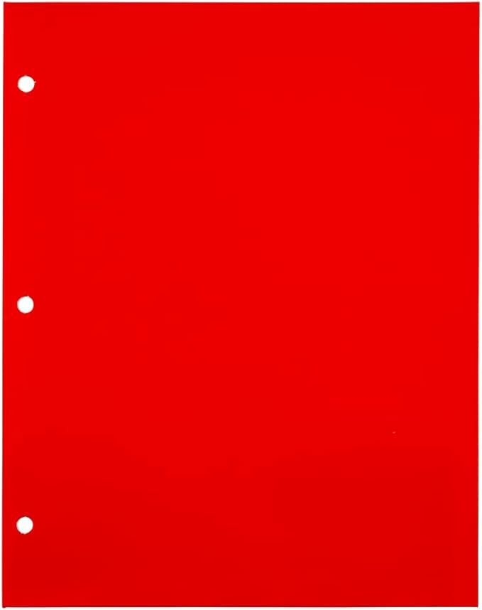 JAM PAPER Laminated Two Pocket Glossy 3 Hole Punch School Folders - Letter Size - High Gloss Red - 6/Pack