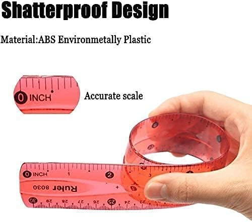 8PCS Flexible Ruler for Kids Adults, 30cm/12inch Bendable Rulers Folding Soft Plastic Rulers Shatterproof Straight Measuring Tools Gift for School Classroom Office (Rainbow)