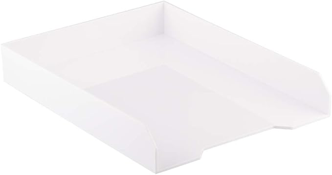 JAM PAPER Stackable Paper Trays - White - Desktop Document, Letter, & File Organizer Tray - 2/Pack