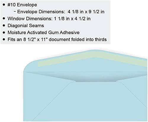 Limited Papers (TM) Regular Mailing And Business Envelopes, Left Hand Window, No. 10 (4.8 x 9.5 Inch), Gummed seal, 24 Pound, Variety of Colors And Quantities. (Blue, 500)