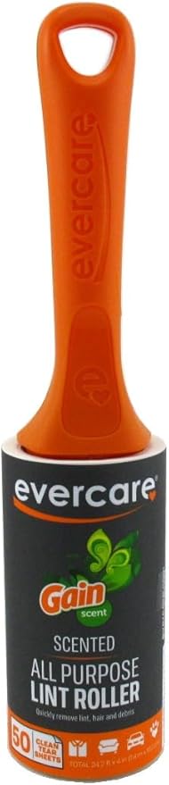 Evercare Gain Scented All-Purpose Lint Roller Brushes with 50 Sheets, Pack of 3 Refillable Lint Rollers with Gain Scent (150 Sheets Total)