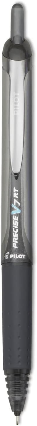 Pilot Precise V7 RT Refillable & Retractable Liquid Ink Rollerball Pens, Black Ink Pens, Fine Point (0.7 mm), 12-Pack - Ideal for School, Journaling, and Office Writing
