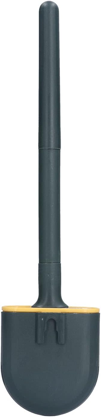 KJAOYU Silicone Toilet Brush,Wall-Mounted Toilet Brush Drying Holder Set - with Detachable Handle Cleaning Tool for Home Hotel Bathroom - Orange(Green)