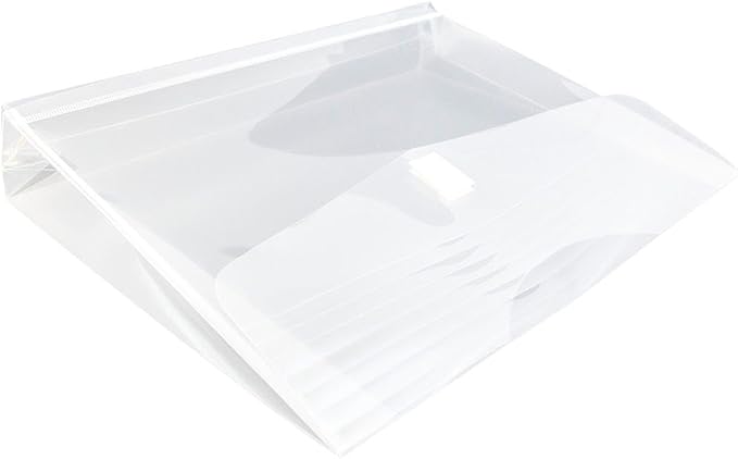 JAM PAPER Plastic Expansion Envelopes with Hook & Loop Closure - Letter Booklet - 9 3/4 x 13 with 2 Inch Expansion - Clear - 3/Pack