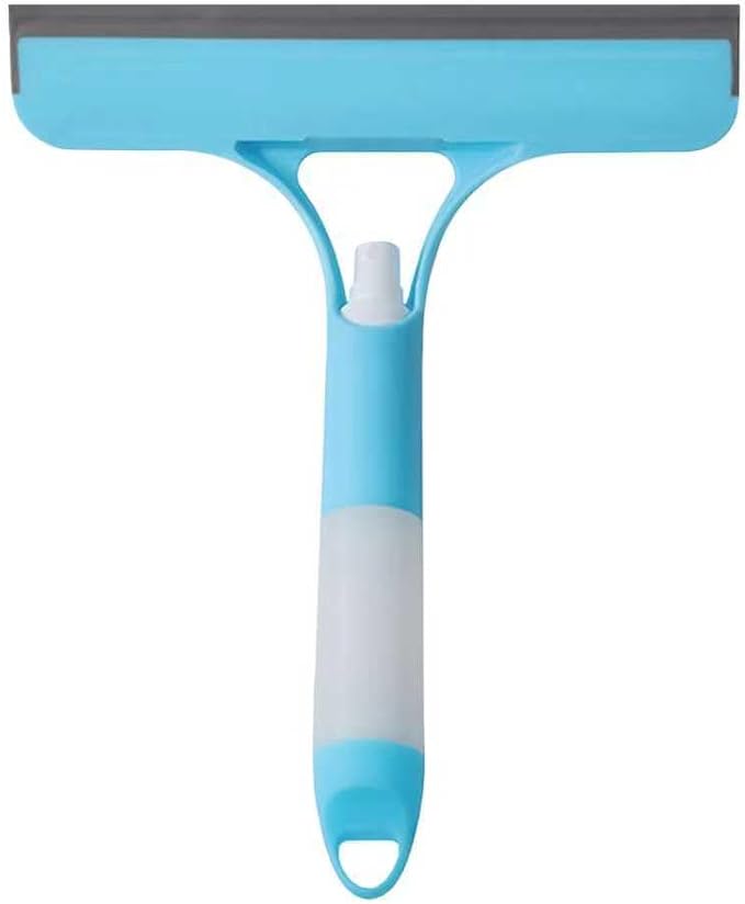 CUNBIYINA 3 in 1 Window Cleaning Scraper Shower Squeegee for Glass Doors Mirror with Sprayer Squiggy for Windshield Cleaner Tool Washing Spray Home Floor Scraper(Blue)