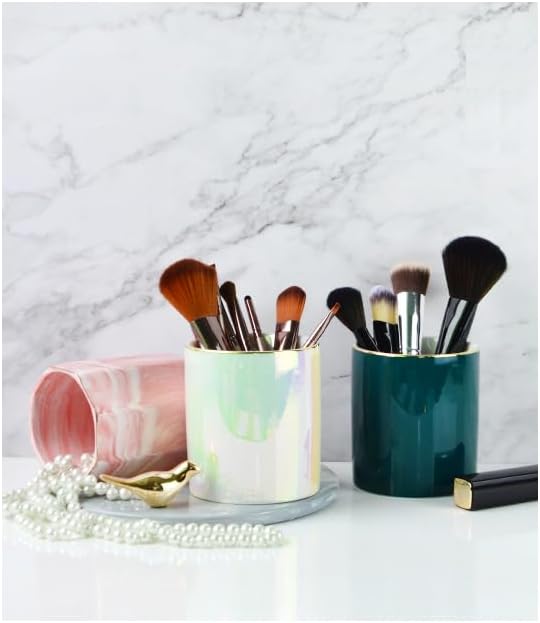 Pen holder for desk Sturdy Metal frame With Green Ceramic Pen Holder For Desks and kitchen Appliance Holders