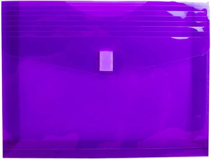 JAM PAPER Plastic Expansion Envelopes with Hook & Loop Closure - Letter Booklet - 9 3/4 x 13 with 2 Inch Expansion - Assorted Colors - 6/Pack
