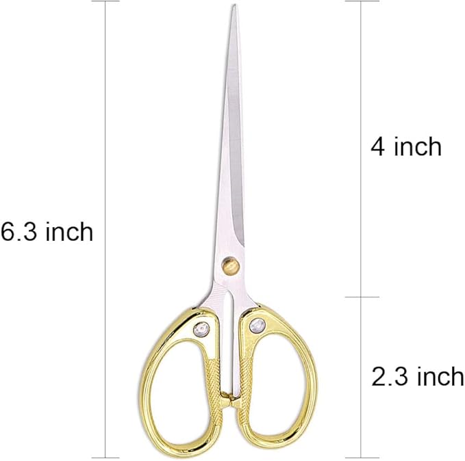 6.3-inch All Stainless Steel Office Scissors,Ultra Sharp Blade Shears,Sturdy Sharp Scissor for Office Home School Sewing Fabric Craft Supplies Multipurpose Scissors