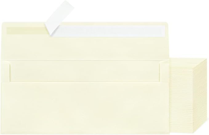 200 Pcs #10 Business Envelopes, Self Seal Standard Envelopes, Windowless Business Mailing Envelopes for Office, Checks, Letters, Invoices, Statements, Wedding, Size 4-1/8 x 9-1/2 inch (Ivory)