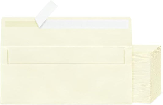 200 Pcs #10 Business Envelopes, Self Seal Standard Envelopes, Windowless Business Mailing Envelopes for Office, Checks, Letters, Invoices, Statements, Wedding, Size 4-1/8 x 9-1/2 inch (Ivory)