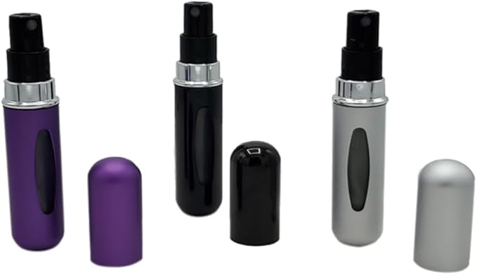 Portable Perfume Storage Bottle Refillable atomizer spray compact travel size up to 70 sprays easy refill fine mist TSA approved leak proof (Black)