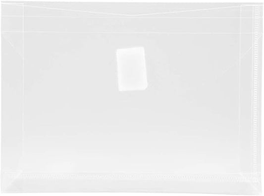 JAM PAPER Plastic Expansion Envelopes with Hook & Loop Closure - Index Size - 5 1/2 x 7 1/2 with 1 Inch Expansion - Clear - 12/Pack
