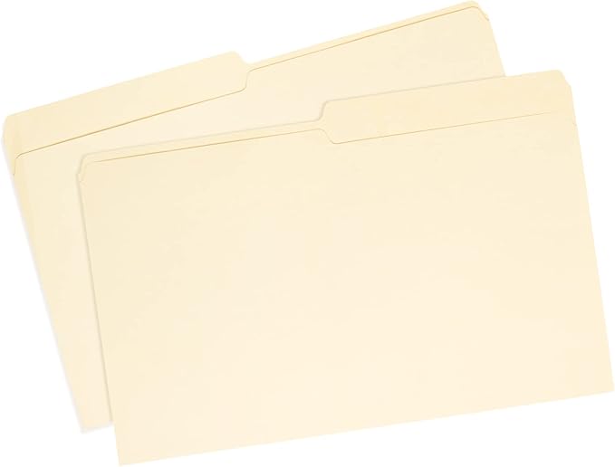 100 Blue Summit Legal Size Manila File Folders, 1/2 Cut Tab for Office, Classroom, or Home Organization, Durable 11 Point Paper for Bills, Records & Documents