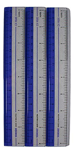 8 inch/20 cm Rulers. Pack of 12 of Premium Quality Plastic Transparent Rulers | Yellow, Green, Red, Blue