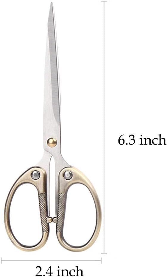 6.3" All Stainless Steel Office Scissors,Ultra Sharp Blade Shears,Sturdy Sharp Scissors for Office Home School Sewing Fabric Craft Supplies Multipurpose Scissor Brassy