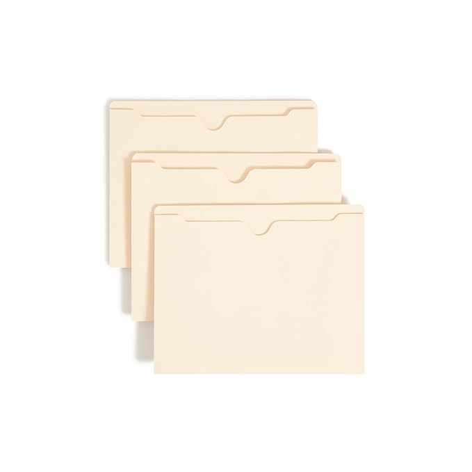 Smead File Jackets Letter Size for File Folders, Reinforced Straight-Cut Tab, 2" Expansion, Letter Size, Manila, 50 Per Box (75560)