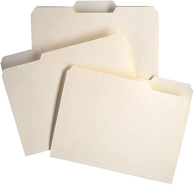 Staples 516564 100% Recycled File Folders 3-Tab Letter Size Manila 250/BX