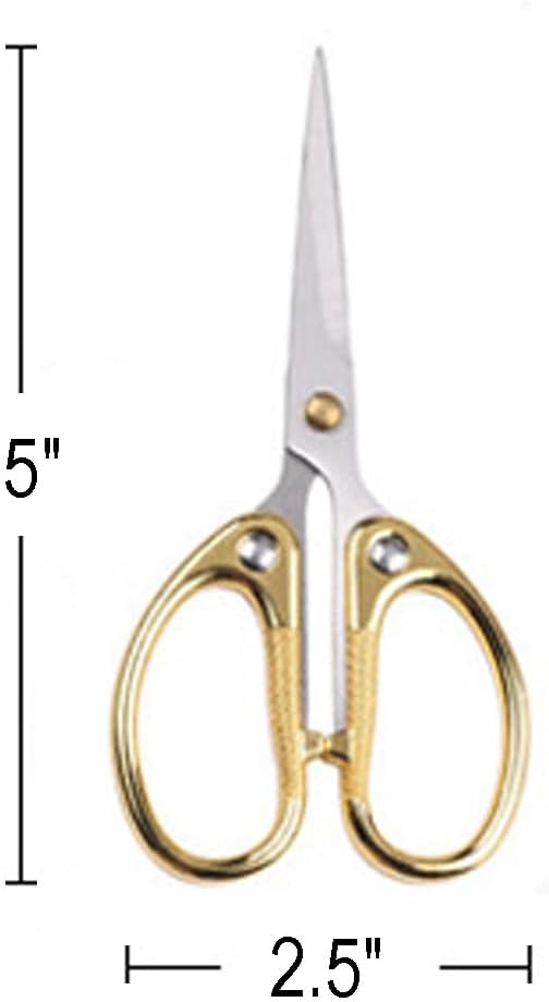 5" All Stainless Steel Office Scissors,Ultra Sharp Blade Shears,Sturdy Sharp Scissor for Office Home School Sewing Fabric Craft Paper Multipurpose Scissors Gold