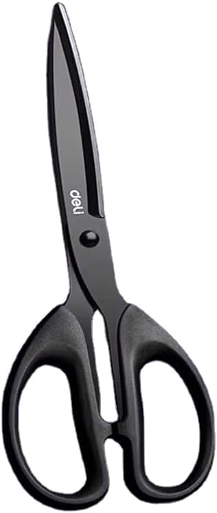 Deli Non-Stick Scissors, 8 Inch Stainless Steel Blades with Soft Grip Handles, Black/White Office Scissors for Paper, Fabric, Craft, Home & School Use (1 Pack)
