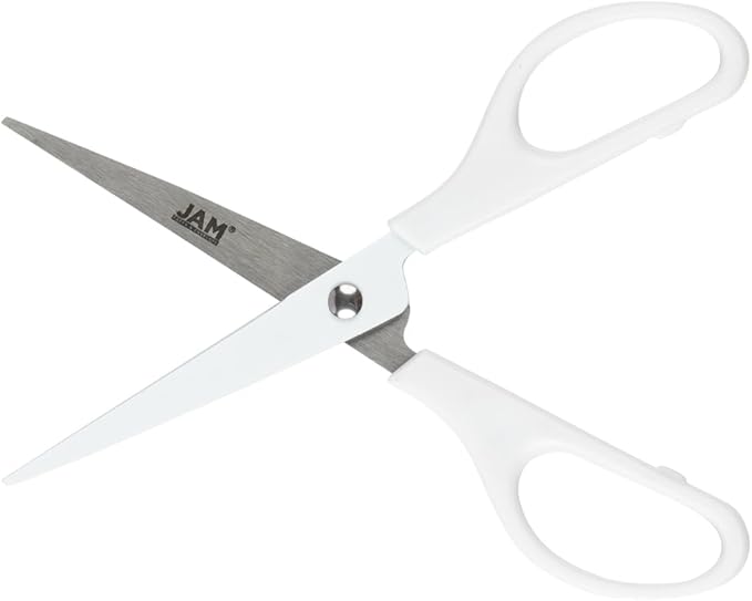 JAM PAPER Arts & Crafts Scissors Set - 6 3/4 Inch - Assorted Colors - Ergonomic Handle & Stainless Steel Pointed Tip Blades - 3/Pack