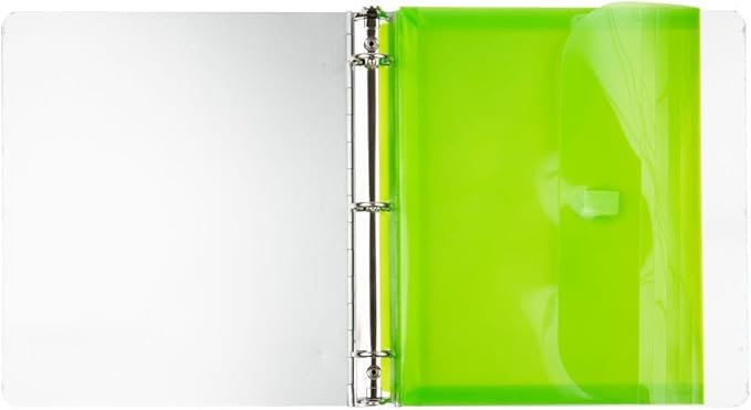JAM PAPER Plastic 3 Hole Punch Binder Envelopes with Hook & Loop Closure - Letter Booklet - 9 1/2 x 11 1/2 with 1 Inch Expansion - Lime Green - 3/Pack