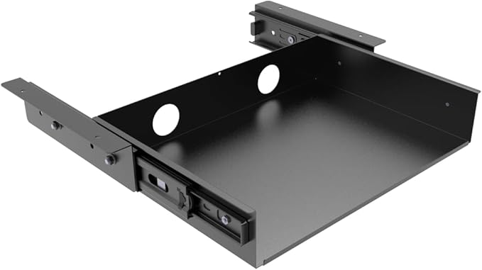 13 inch Under Desk Slide Out Storage Shelf, Sliding Under Desk Tray Drawer for Standing Desks, Workstations, Cabinet or Gaming