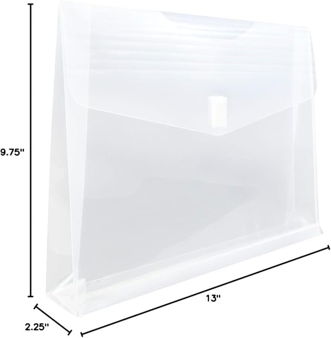 JAM PAPER Plastic Expansion Envelopes with Hook & Loop Closure - Letter Booklet - 9 3/4 x 13 with 2 Inch Expansion - Clear - 3/Pack