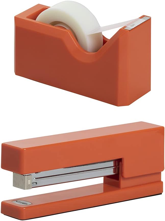 JAM PAPER Office & Desk Sets - 1 Stapler & 1 Tape Dispenser - Orange - 2/Pack