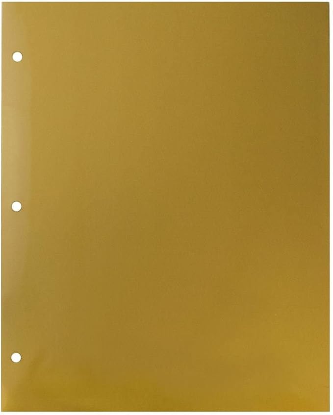 JAM PAPER Laminated Two Pocket Glossy 3 Hole Punch School Folders - Letter Size - High Gloss Gold - 6/Pack