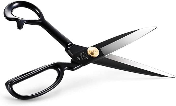 Sewing Scissors, Professional 10 Inch Fabric Dressmaking Scissors Heavy Duty Shears Sharp Cutting for Crafting, Leather, Dressmaking, Tailoring, Altering(10 Inch Black, Right-Handed)