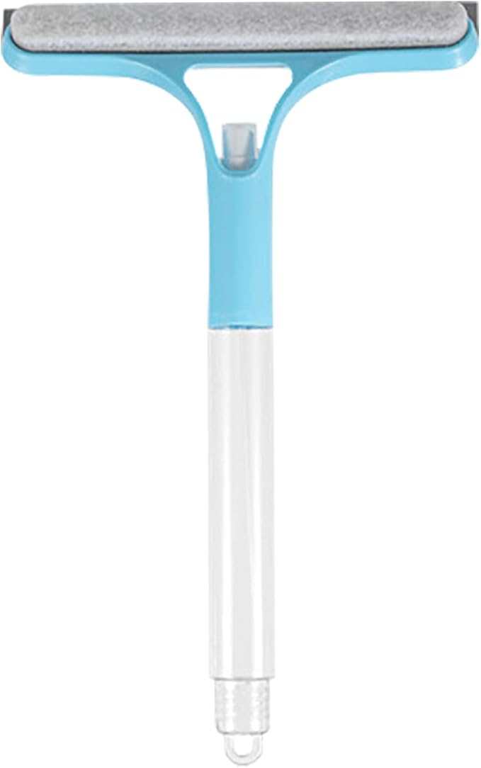 CUNBIYINA 3 in 1 Window Cleaning Scraper Shower Squeegee for Glass Doors Mirror with Sprayer Squiggy for Windshield Cleaner Tool Washing Spray Home Floor Scraper(Blue:Long Style)