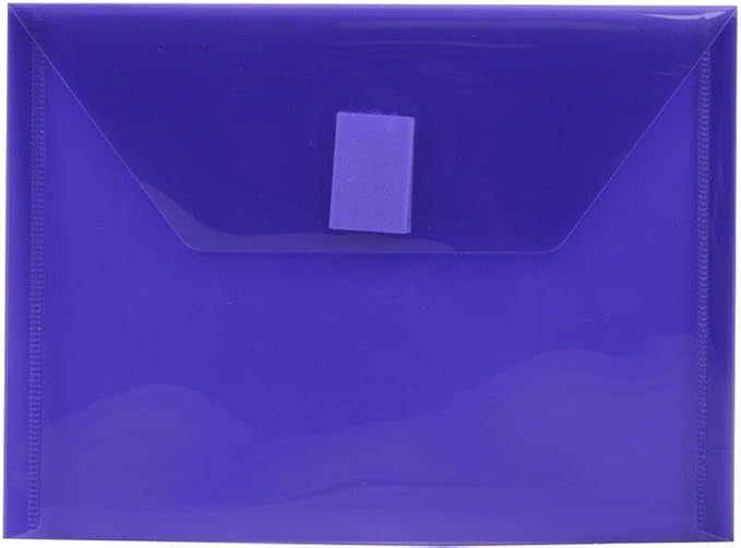 JAM PAPER Plastic Envelopes with Hook & Loop Closure - Index - 5 1/2 x 7 1/2 - Purple - 3/Pack
