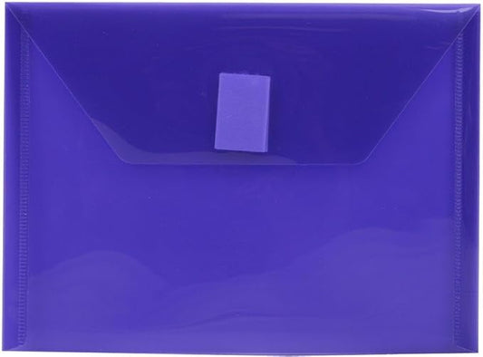 JAM PAPER Plastic Envelopes with Hook & Loop Closure - Index - 5 1/2 x 7 1/2 - Purple - 3/Pack