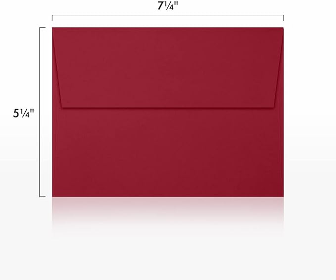LUXPaper A7 Invitation Envelopes | Peel & Press | 5 1/4" x 7 1/4" | Garnet Red | 80lb. Text | 50 Qty