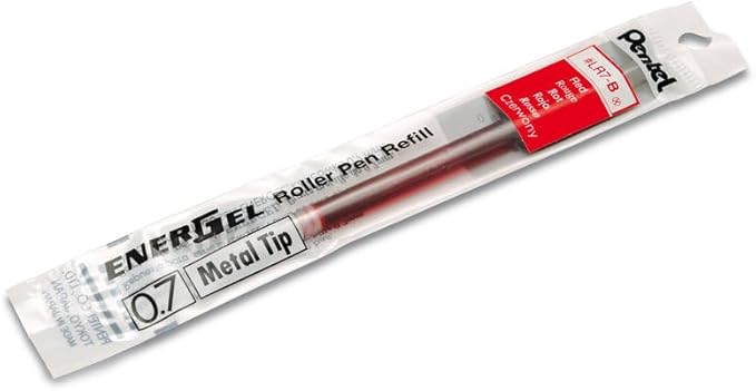 Pentel Refill Ink for BL57/BL77 EnerGel Liquid Gel Pen, 0 .7mm, Metal Tip, Red Ink, Box of 12 (LR7-B-12)