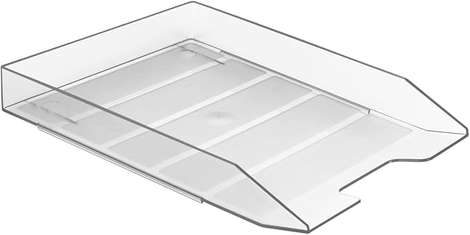 Acrimet Stackable Letter Tray Front Load, Letter Size, Plastic, Clear Crystal Color, 1 Unit