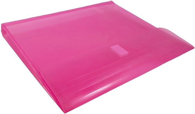 JAM PAPER Plastic Expansion Envelopes with Hook & Loop Closure - Letter Booklet - 9 3/4 x 13 with 1 Inch Expansion - Fuchsia Pink - 3/Pack