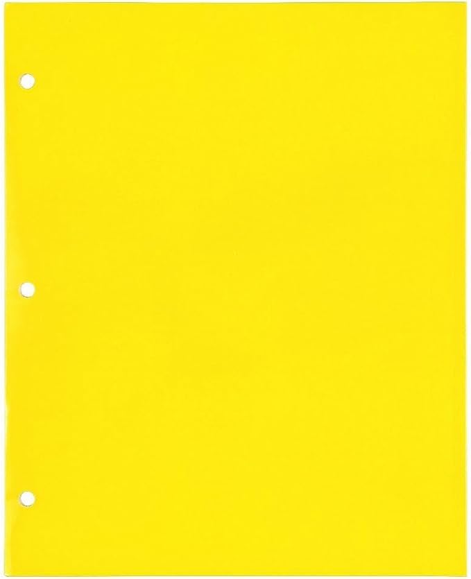 JAM PAPER Laminated Two Pocket Glossy 3 Hole Punch School Folders - Yellow - 3/Pack