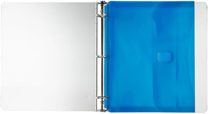 JAM PAPER Plastic 3 Hole Punch Binder Envelopes with Hook & Loop Closure - Letter Booklet - 9 1/2 x 11 1/2 with 1 Inch Expansion - Blue - 3/Pack