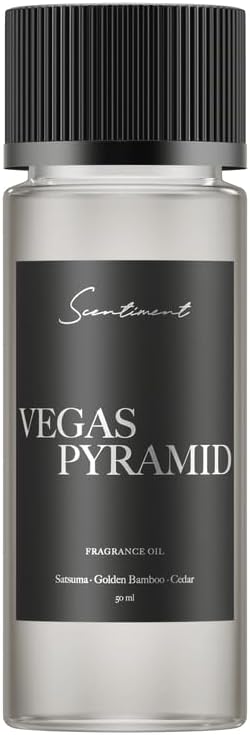 Scentiment Diffuser Oil - Vegas Pyramid Hotel Diffuser Oil | Aromatherapy Home Fragrance | Inspired by Luxor® Las Vegas | Luxurious Scent with Notes of Satsuma, Golden Bamboo, Cedar, 50ml