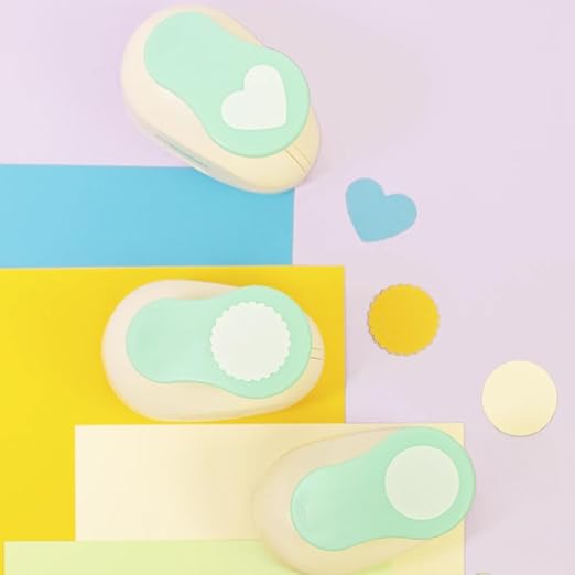 Craftelier - 1 inch Hole Punch Set of 6 for Paper Crafts + 10 Cardstock Colored Paper | Circle, Star, Heart, Scalloped Circle, Square & Flower | Punch Sets for Scrapbooking & Cardstock.