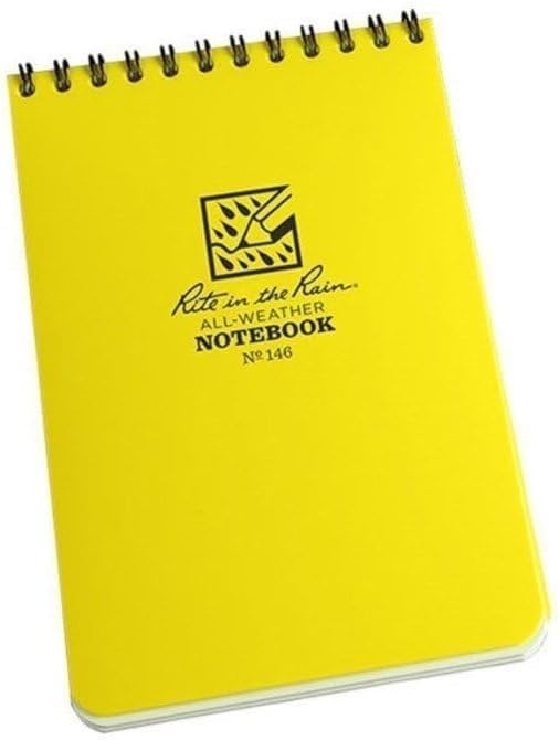 Rite in the Rain Weatherproof Top Spiral Notebook, 4" x 6", Yellow Cover, Universal Pattern (No. 146)