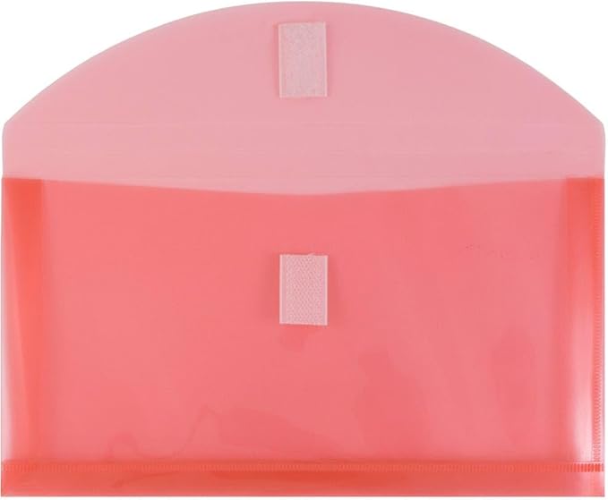 JAM PAPER Plastic Expansion Envelopes with Hook & Loop Closure - #10 Booklet Wallet - 5 1/4 x 10 with 1 Inch Expansion - Red - 3/Pack