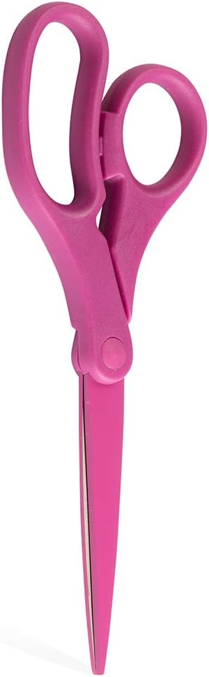 JAM PAPER Multi-Purpose Precision Scissors - 8 Inch - Fuchsia Pink - Ergonomic Handle & Stainless Steel Blades - Sold Individually