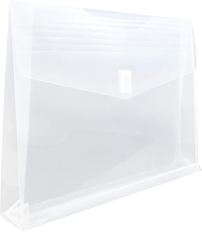 JAM PAPER Plastic Expansion Envelopes with Hook & Loop Closure - Letter Booklet - 9 3/4 x 13 with 2 Inch Expansion - Clear - 3/Pack