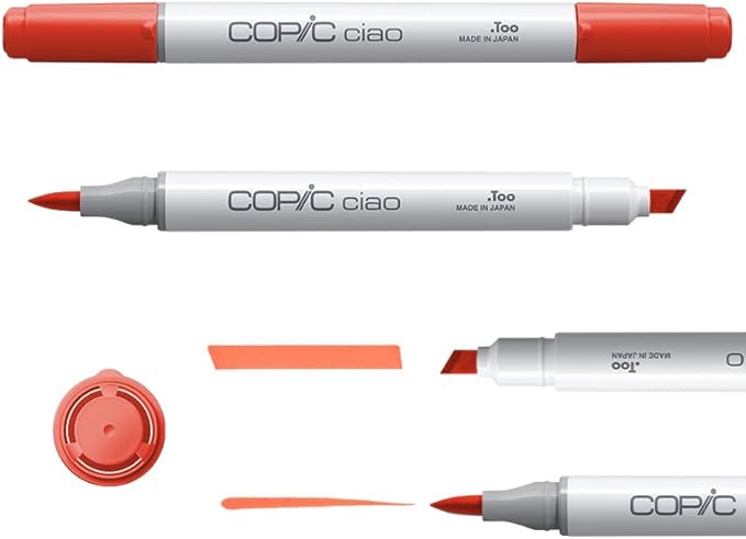 Copic Ciao Illustration Mini Cool Set, 5 Alcohol-markers + 1 Multiliner drawing pen