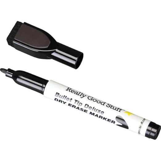 Really Good Stuff Black Bullet Tip Deluxe Dry Erase Markers - 12 markers